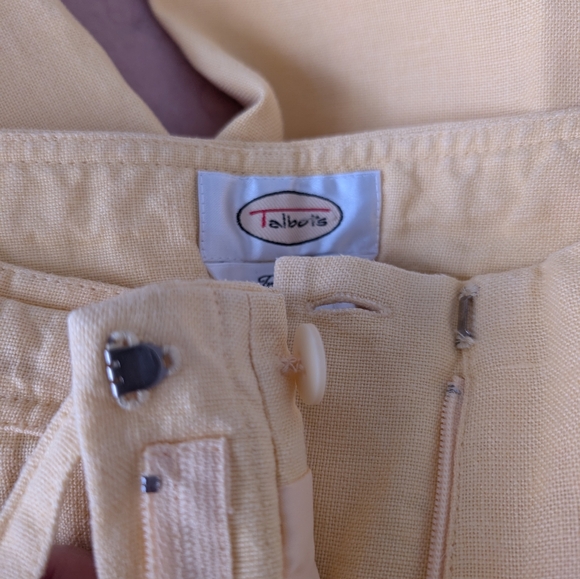 VTG Talbots Irish Linen Butter Yellow Minimalist Classic Crop Style Pants 14 - Picture 8 of 13